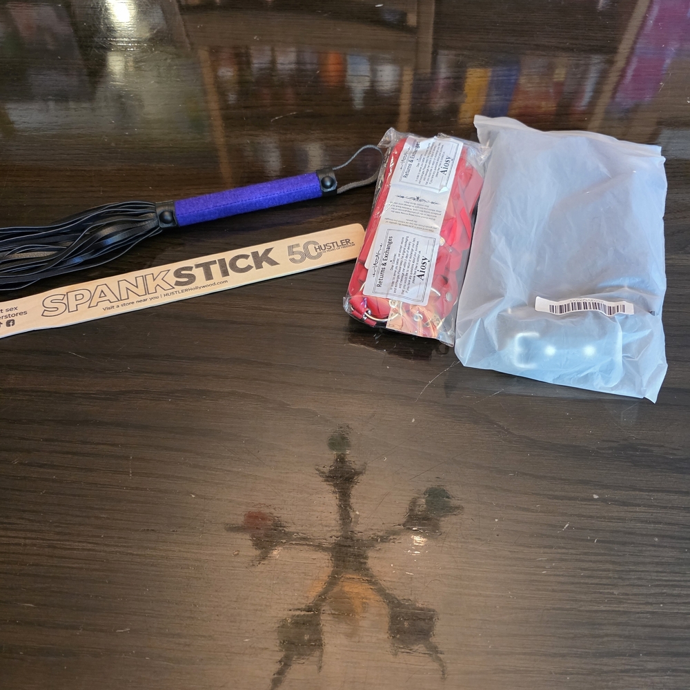 Hustler Hollywood Purple Spank Stick Bundle With Leather Accesories
